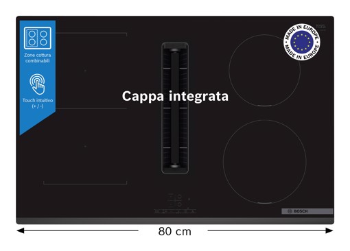 Bosch Serie 4 PVS831B16E Piano con cappa integrata 80 cm CombInduction Nero Classe B