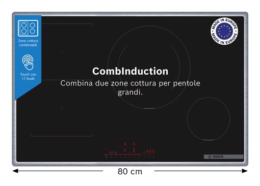Bosch Serie 6 PVS845HB1E Piano cottura a induzione 80 cm CombInduction Nero