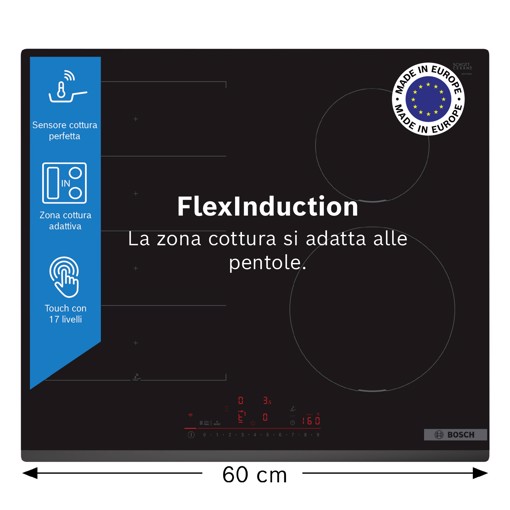 Bosch Serie 6 PIX631HC1E Piano cottura a induzione 60 cm FlexInduction Nero