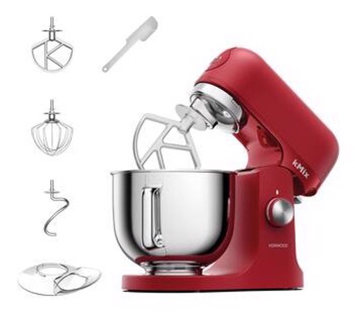 Kenwood kMix - Impastatrice planetaria, Paraschizzi, 3 ganci e fruste, 1000 W, Ciotola 5L, Rosso (KMX751ARD)
