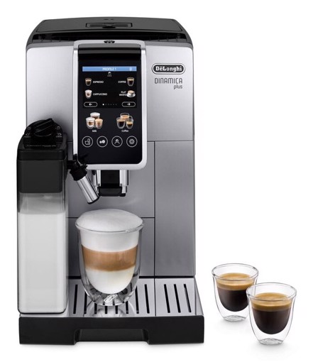 De’Longhi Dinamica Plus - Macchina Automatica per Caffè in Chicchi, 24 bevande one-touch, Argento/Nero (ECAM380.85.SB)