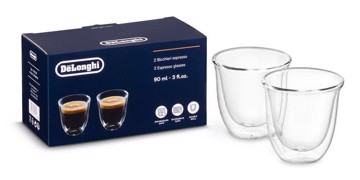 Tazza caffe' in vetro cf. 2pz 90ml doppia parete espresso