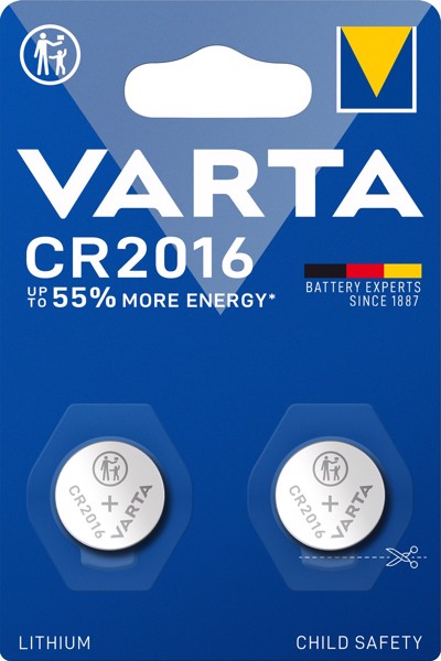 Varta Batteria A Bottone Cr 2016 3 V 2 Pz. 87 Mah Litio Lithium Coin Cr2016 Bli 2 - Immagine 3