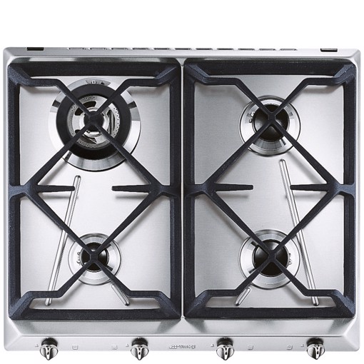 Smeg SRV564GH3 piano cottura Acciaio inox Da incasso 60 cm Gas 4 Fornello(i) Made in Italy
