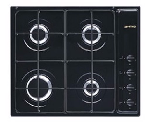 Smeg S64SN piano cottura Nero Da incasso 60 cm Gas 4 Fornello(i) Made in Italy