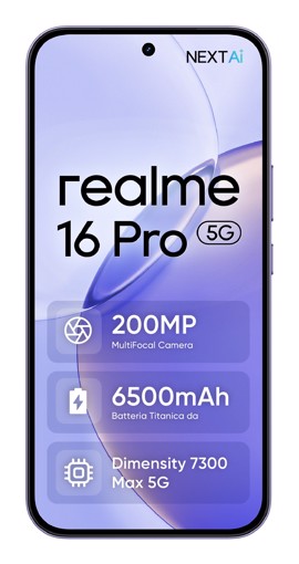 realme 16 Pro 17,3 cm (6.8") Doppia SIM 5G 8 GB 512 GB 6500 mAh Viola