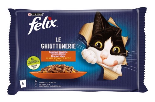 Felix Le GHIOTTONERIE Gatto con Coniglio e con Agnello, 4x85 g