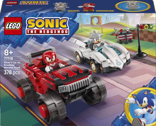LEGO Sonic the Hedgehog 77118 Auto di Silver vs. Monster Truck di Knuckles, Giocattolo con 2 Minifigure, Regalo per Gamer 8+