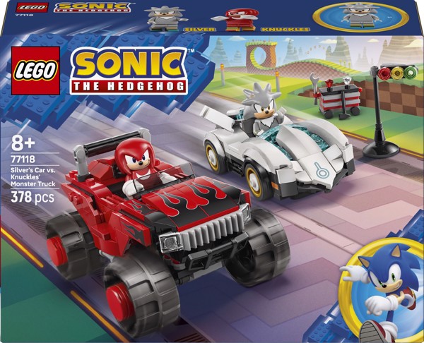 Lego Sonic The Hedgehog 77118 Auto Di Silver Vs. Monster Truck Di Knuckles, Giocattolo Con 2 Minifigure, Regalo Per Gamer 8+