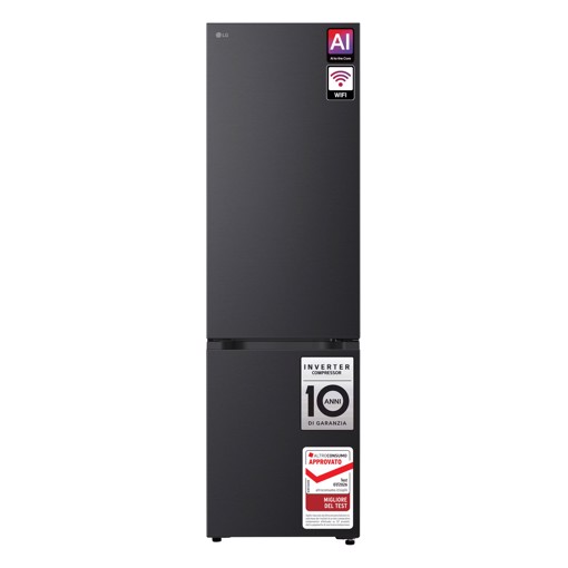 LG GBBS726AEV Frigorifero combinato Fit & Max 60cm, Classe A, 375L, AI Inverter, Black Steel