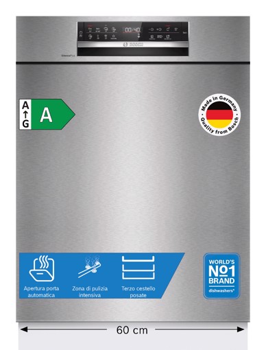 Bosch Serie 6 SMU6ECS12E Lavastoviglie da incasso sottopiano 14 coperti Acciaio spazzolato Classe A