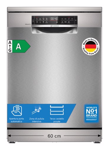 Bosch Serie 8 SMS8ECI02E Lavastoviglie da libera installazione 60 cm Acciaio spazzolato anti-impronta Classe A