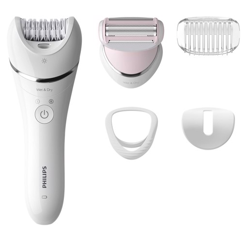 Philips Serie 8000 Epilatore Wet & Dry con 5 accessori bianco BRE710/00
