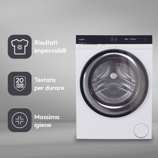 Candy ProWash 700, Lavatrice Slim 9 KG, 20% più efficente della classe A, 1400 giri, Bianco, Inverter, Vapore, Wi-Fi, BS 49SB8-S