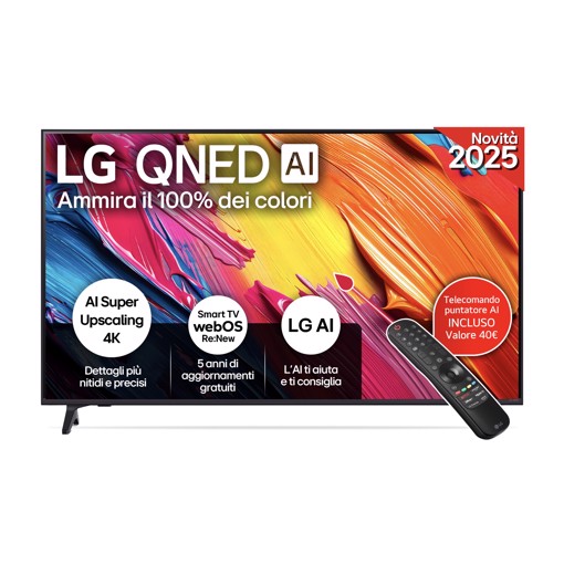 LG QNED AI 50QNED70A6A TV Serie QNED70 50'' 4K, α7 Gen8, HDR10, 20W, 3 HDMI con Game Optimizer, Smart TV WebOS 25