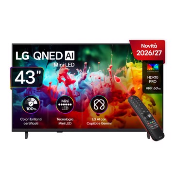 Televisore qned 43" 4k hdr10pr t2/s2,3hdmi,1usb,os26,pl,a7g9