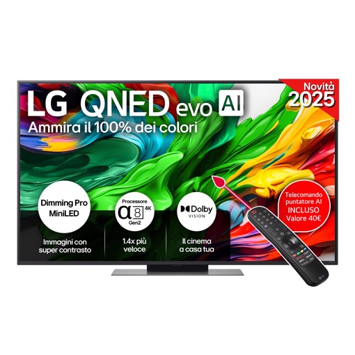 LG QNED evo AI 55'' Serie QNED86 65QNED86A6A, MiniLED 4K, Dimming Pro, Dolby Vision, SMART TV 2025
