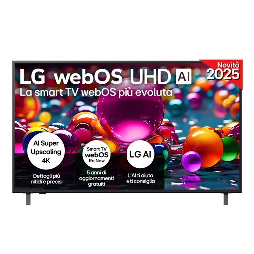 LG UHD AI 55UA75006LA TV Serie UA75 55'' 4K, α7 Gen8, HDR10, 20W, 3 HDMI con Game Optimizer, Smart TV WebOS 25