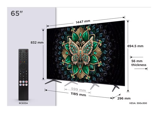 TCL Serie C69K Smart TV QD-MiniLED 4K 65" 65C69K, 144Hz, audio Onkyo 2.1, Dolby Vision IQ & Atmos, Google TV