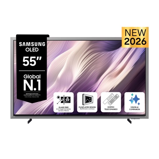 Samsung OLED AI TV 55" QE55S99HATXZT 4K, Processore NQ4 AI Gen3, 4K AI Upscaling Pro, Glare Free, OLED HDR Pro, Motion Xcelerator 165Hz, Dolby Atmos & OTS+, FloatLayer Design, Vision AI Smart TV, 2026