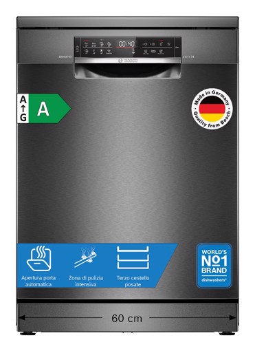 Bosch Serie 6 SMS6ECC12E Lavastoviglie da libera installazione 60 cm Acciaio nero Classe A