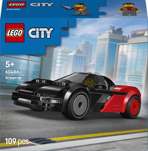 LEGO City 60486 Supercar EV, Macchina Giocattolo con Minifigure, Set per lo Sviluppo della Motricità Fine, Regalo Bambini 5+