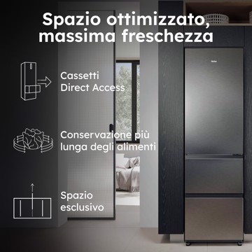 Frigorifero combi 3 porte inox h185 l55,5 p62,2