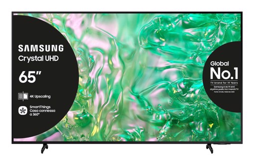 Samsung TV Crystal UHD 4K 65” UE65DU8070UXZT Smart TV Wi-Fi Black 2024, Processore Crystal 4K, 4K Upscaling, AirSlim Design, OTS Lite