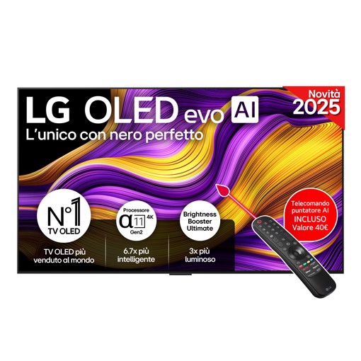 LG OLED evo AI OLED55G54LW TV Serie G5 55'' 4K, α11 Gen2, Brightness Booster Ultimate, 60W, 4 HDMI 165Hz, Smart TV 2025