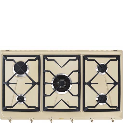 Smeg SRV896POGH piano cottura Crema Da incasso 90 cm Gas 5 Fornello(i) Made in Italy