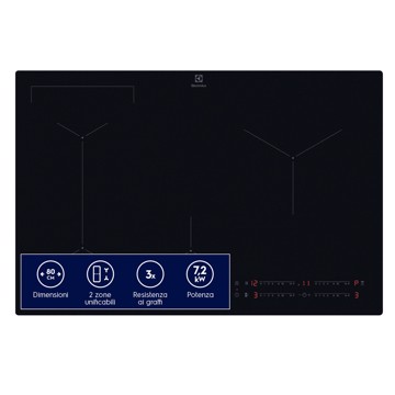 Piano a induzione 80cm vetroceramica nero