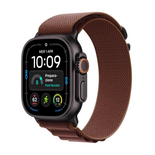 Apple Watch Ultra 4 GPS + Cellular, Cassa 49 mm in titanio nero con Alpine Loop borgogna - S