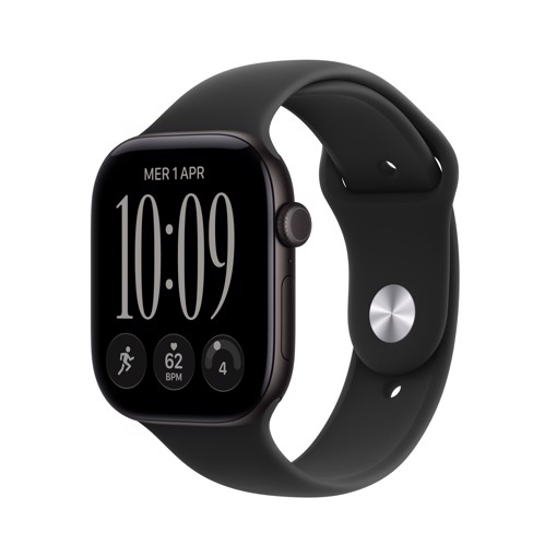 Apple Watch Series 12 GPS + Cellular, cassa 46 mm in alluminio nero con cinturino Sport nero - M/L