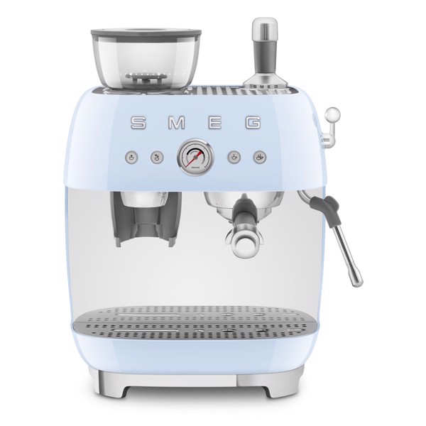 Smeg Azzurro Macchina Da Caffè Espresso Manuale Con Macinacaffè Integrato 50'S Style – Lucido – Egf03pbeu
