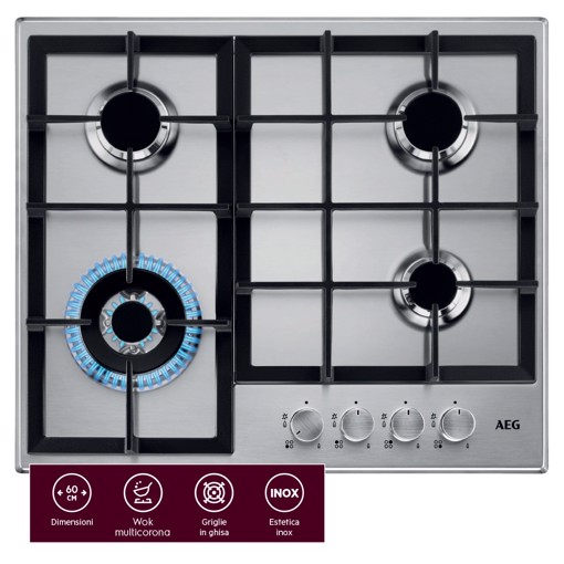 AEG Piano Gas Comandi Frontali 60 Cm HGB64400SM