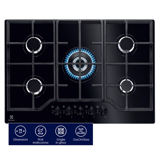Electrolux Piano Gas Comandi Frontali 75 Cm EGG7536K
