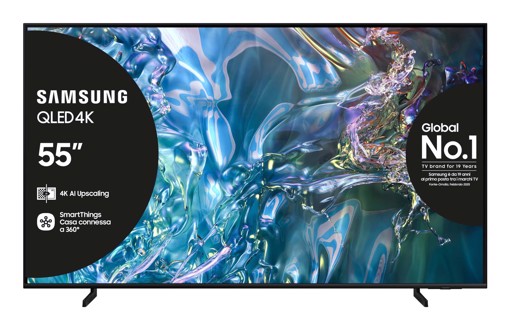 Samsung Q60D TV QLED 4K 55” QE55Q60DAUXZT Smart TV Wi-Fi Titan Gray 2024, Quantum Processor Lite 4K, 4K Upscaling, AirSlim Design, OTS Lite