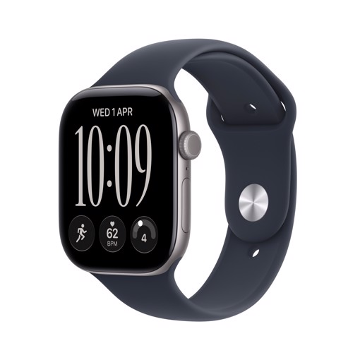 Apple Watch Series 12 GPS, cassa 42 mm in alluminio grigio siderale con cinturino Sport blu marino - M/L