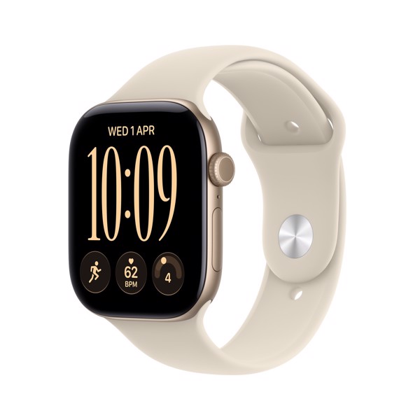 Apple Oro/Chiaro Watch Series 12 Gps + Cellular, Cassa 46 Mm In Alluminio Color Con Cinturino Sport Sabbia - M/L
