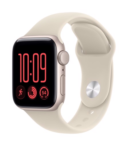 Apple Watch SE (3nd generation) SE 3 GPS, Cassa 40 mm in alluminio galassia con Cinturino Sport sabbia - S/M