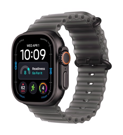 Apple Watch Ultra 4 GPS + Cellular, Cassa 49 mm in titanio nero con cinturino Ocean nero traslucido