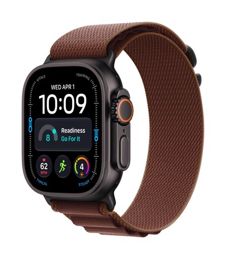 Apple Watch Ultra 4 GPS + Cellular, Cassa 49 mm in titanio nero con Alpine Loop borgogna - L