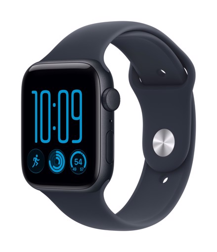 Apple Watch SE (3nd generation) SE 3 GPS, Cassa 44 mm in alluminio mezzanotte con Cinturino Sport blu marino - S/M
