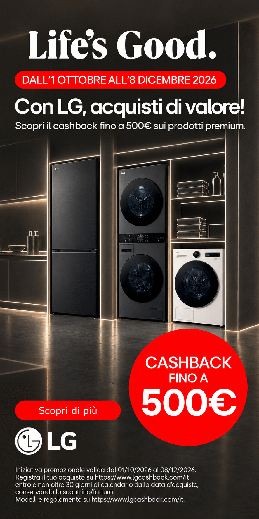 CON LG, ACQUISTI DI VALORE! Scopri il cashback fino a 500€ sui prodotti premium