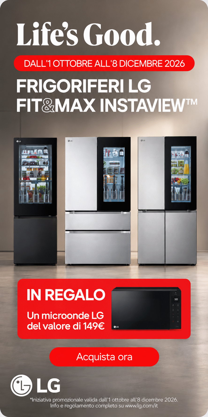 CON I FRIGORIFERI LG IN REGALO IL MICROONDE