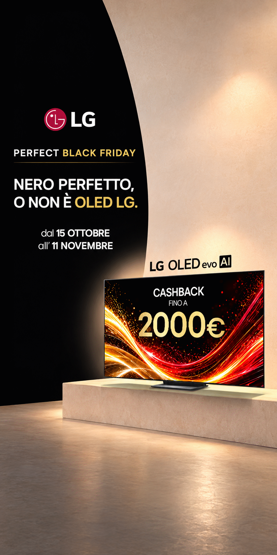 Con i TV LG vivi il Perfect Black Friday e ricevi il Cashback
