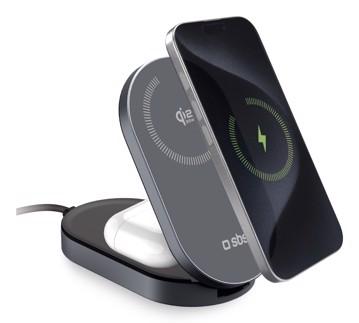 Base ricarica 2in1 pieghevole 1 output 5w + 3usb-c, grigio