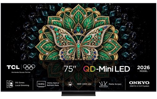 TCL C6K Pro TV 75C6K PRO 75” QD-Mini LED TV, 4K HDR 1000 nits, 312 zone di dimming, Google TV, Dolby Vision & Atmos, 2.1 Onkyo, 144Hz, AirPlay 2