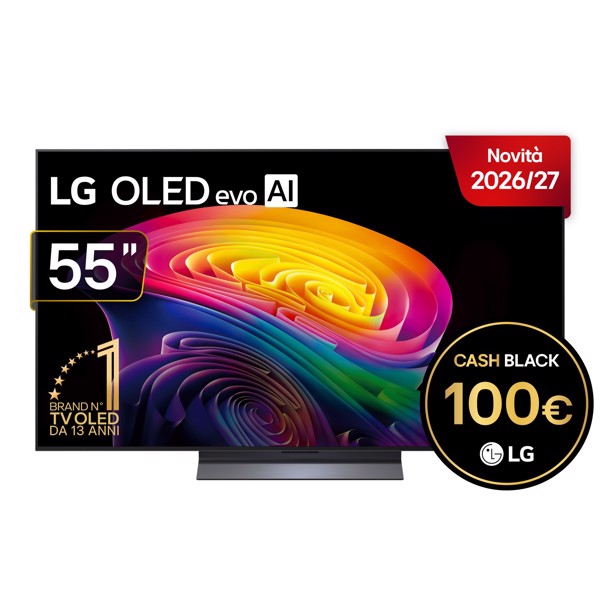 Lg Nero Oled Evo Ai 55'' Serie C6 Oled55c65la, 4K, Brightness Booster, Processore Α11 Gen3, Vrr 165Hz,G-Sync, Smart Tv 2026