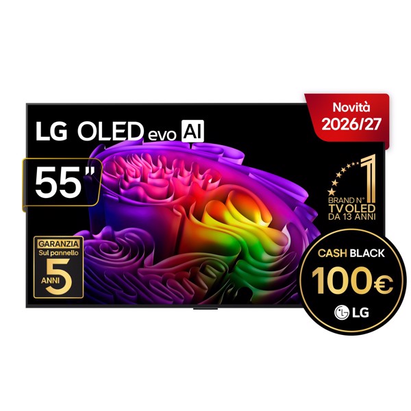 Lg Argento Oled Evo Ai 55'' Serie G6 Oled55g64lw, 4K, Hyper Radiant Color, Staffa A Filo Muro Inclusa, G-Sync, Smart Tv 2026